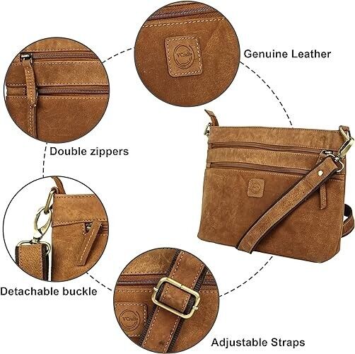 Handmade Vintage leather Shoulder Purse Women's Crossbody Handbags Casual Bag 24Hr Smart